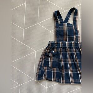Wonder nation|Baby girl/toddler plaid boho Suspender Skirt in Navy & Tan•••2T
